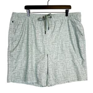 Eddie Bauer Mens Swim SPF 50+ Volley Trunks Fish Print Green - 2XL XXL